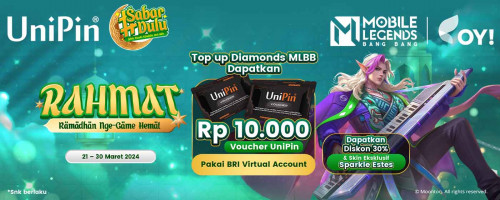 RAHMAT (Ramadhan Nge-Game Hemat) – Top Up MLBB Pakai BRI Virtual Account Dan Dapatkan Voucher UniPin Rp10Ribu